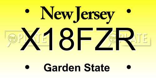 X18FZR New Jersey License Plate