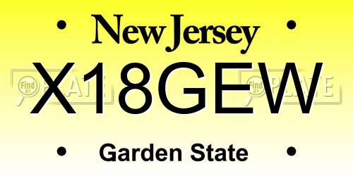 X18GEW New Jersey License Plate