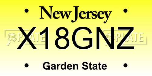 X18GNZ New Jersey License Plate