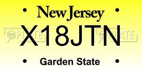X18JTN New Jersey License Plate
