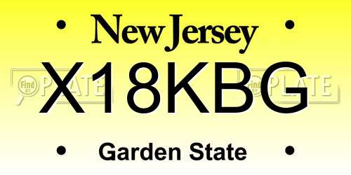 X18KBG New Jersey License Plate
