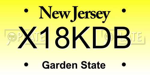 X18KDB New Jersey License Plate