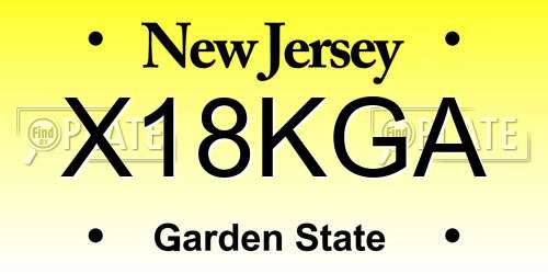X18KGA New Jersey License Plate