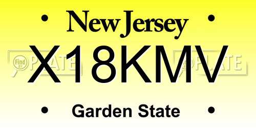 X18KMV New Jersey License Plate