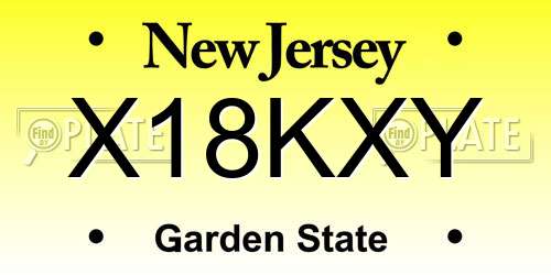 X18KXY New Jersey License Plate