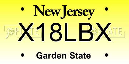 X18LBX New Jersey License Plate