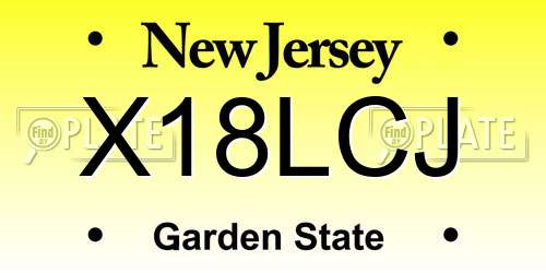 X18LCJ New Jersey License Plate