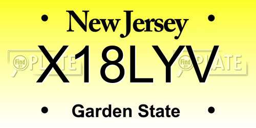 X18LYV New Jersey License Plate
