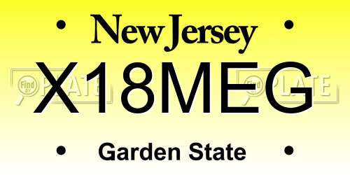 X18MEG New Jersey License Plate
