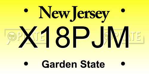 X18PJM New Jersey License Plate
