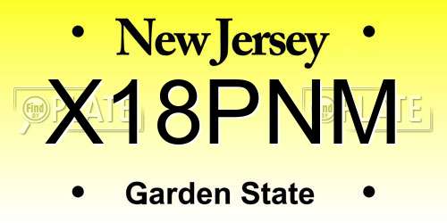 X18PNM New Jersey License Plate
