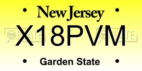 X18PVM New Jersey License Plate