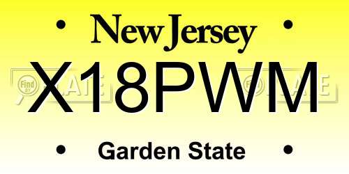 X18PWM New Jersey License Plate