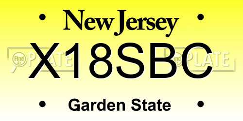 X18SBC New Jersey License Plate