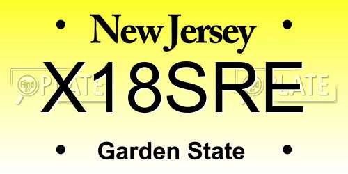 X18SRE New Jersey License Plate