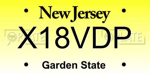 X18VDP New Jersey License Plate