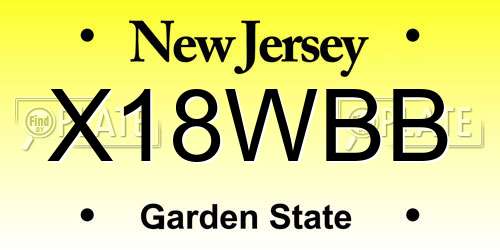 X18WBB New Jersey License Plate