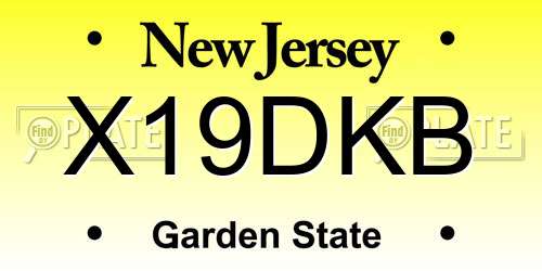 X19DKB New Jersey License Plate