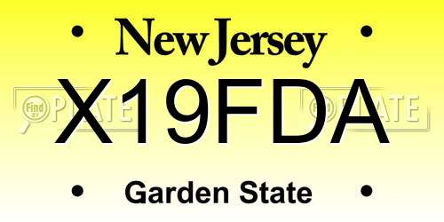 X19FDA New Jersey License Plate