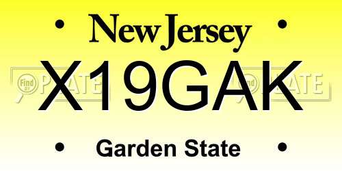 X19GAK New Jersey License Plate