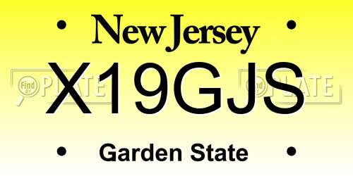 X19GJS New Jersey License Plate