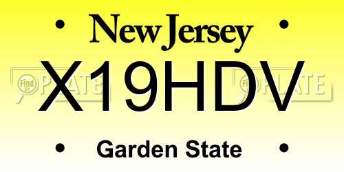 X19HDV New Jersey License Plate