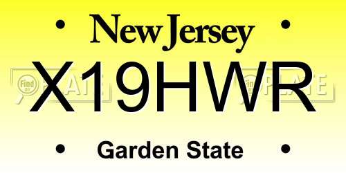 X19HWR New Jersey License Plate