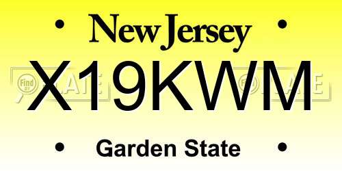 X19KWM New Jersey License Plate
