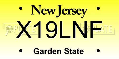 X19LNF New Jersey License Plate