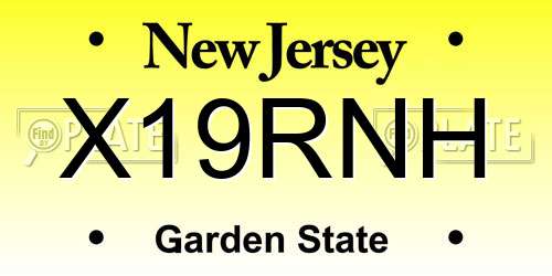 X19RNH New Jersey License Plate