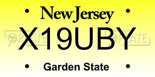 X19UBY New Jersey License Plate