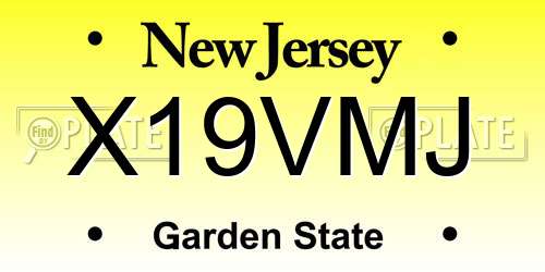 X19VMJ New Jersey License Plate