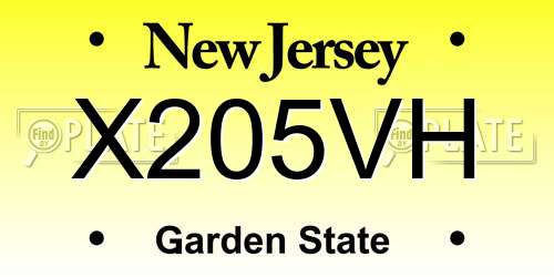 X205VH New Jersey License Plate