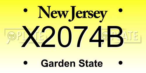 X2074B New Jersey License Plate