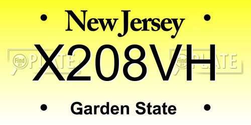 X208VH New Jersey License Plate