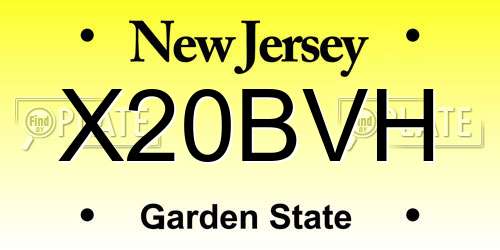X20BVH New Jersey License Plate