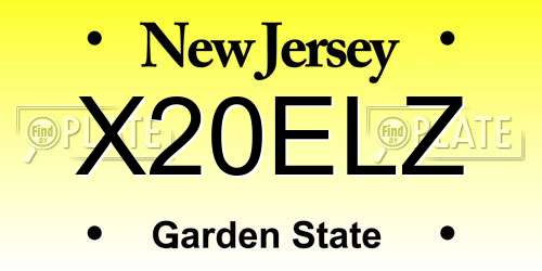 X20ELZ New Jersey License Plate