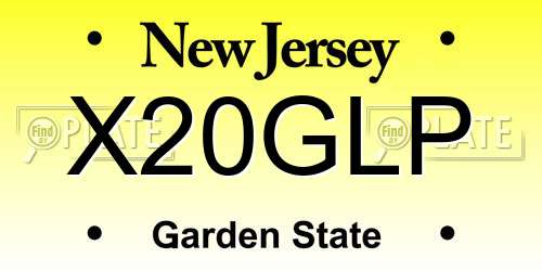 X20GLP New Jersey License Plate