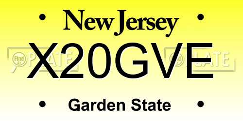 X20GVE New Jersey License Plate