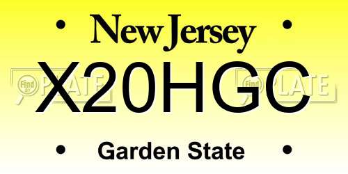 X20HGC New Jersey License Plate