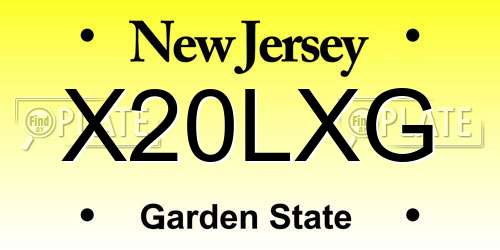 X20LXG New Jersey License Plate
