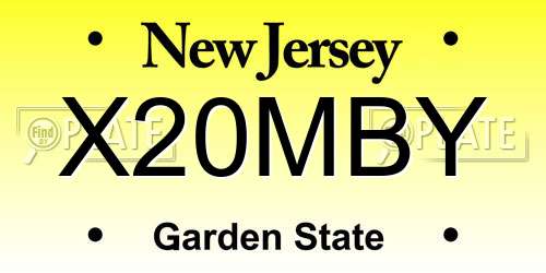 X20MBY New Jersey License Plate