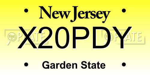 X20PDY New Jersey License Plate