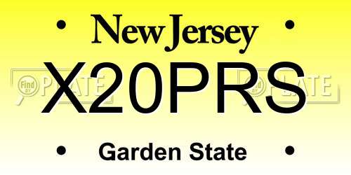X20PRS New Jersey License Plate