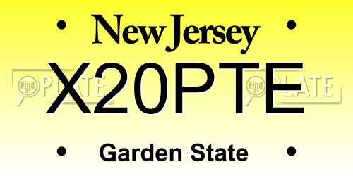 X20PTE New Jersey License Plate
