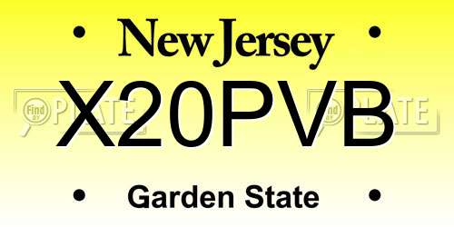 X20PVB New Jersey License Plate