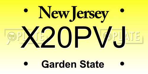 X20PVJ New Jersey License Plate