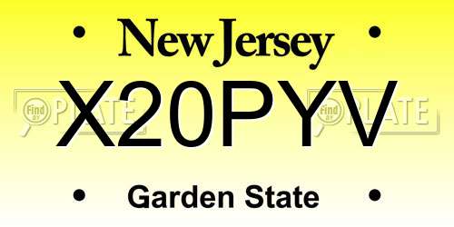X20PYV New Jersey License Plate