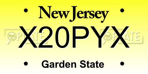 X20PYX New Jersey License Plate