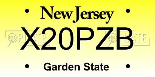 X20PZB New Jersey License Plate